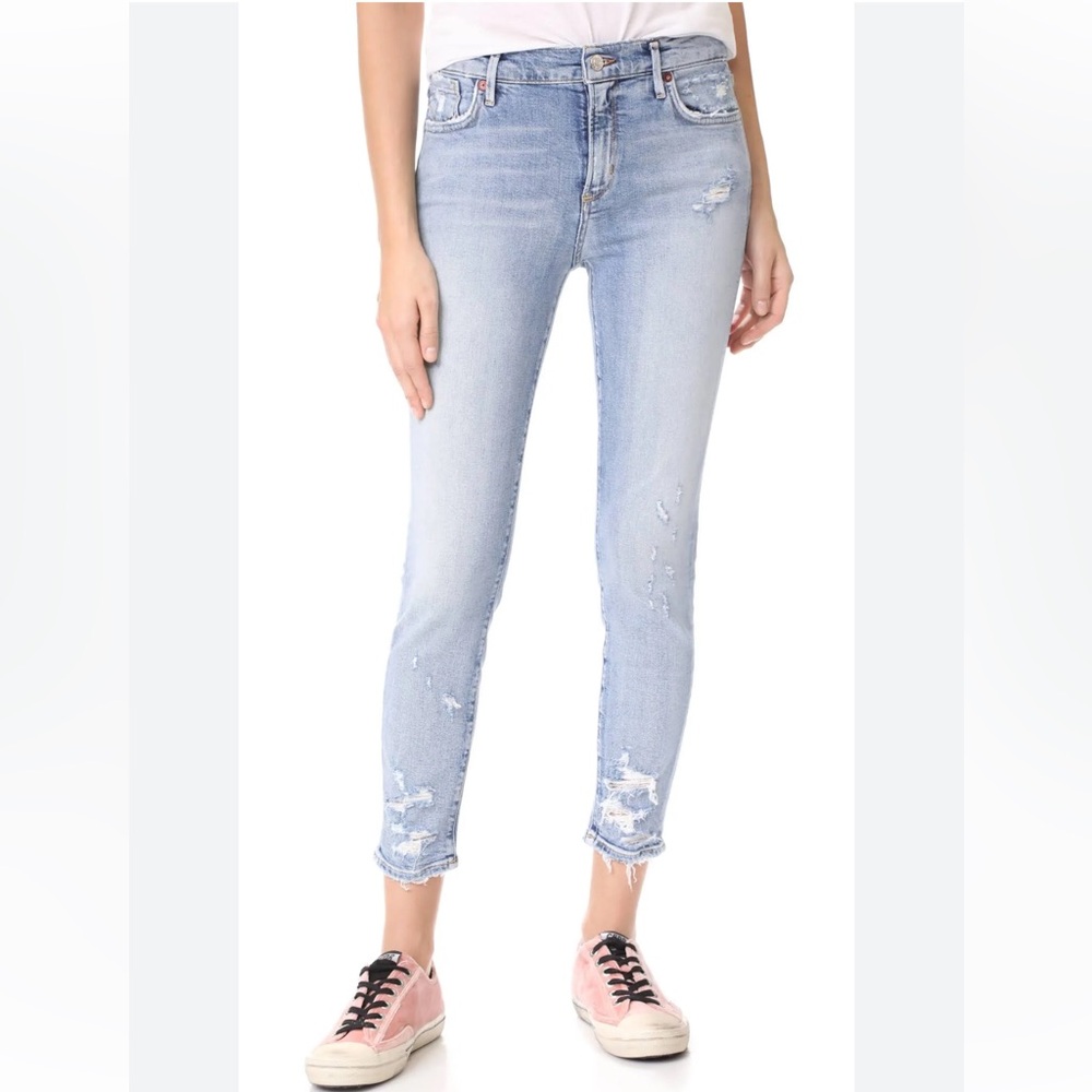 AGOLDE Women’s Sophie Crop Vertigo Distressed Blue Jeans Size 29